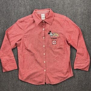 Vintage Disney Shirt Womens Medium Steamboat Willy SS Mickey Button Embroidered